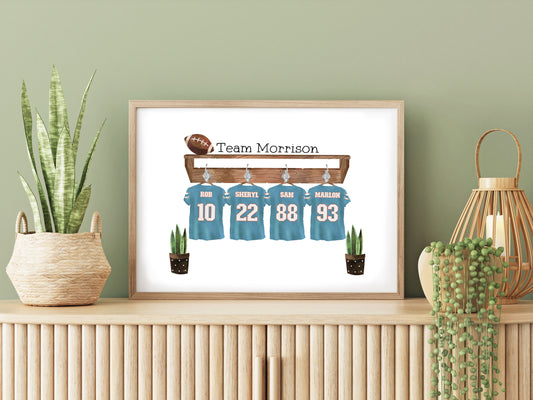 Personalised American Football Family Print - Personalised gift - Birthday Gift for Dad, Gift for NFL Football fans, Gift for him, Fathers Day gift