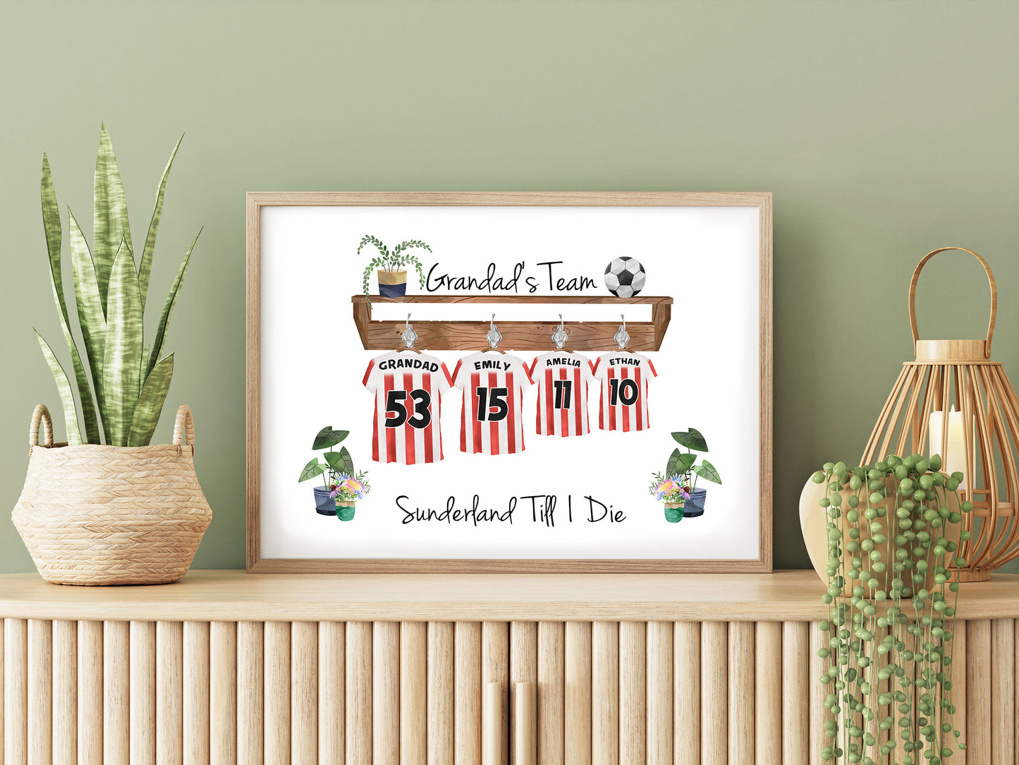 Personalised Football Family Print - Personalised gift - Gift for Dad, Gift for Football fans, Gift for Him, Gift for Grandad - Fathers Day Gift Idea