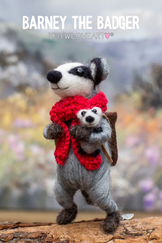 Needle Felted Badgers - Felted Ornament - Handmade Gift - Badgers - Needle Felt Collectable
