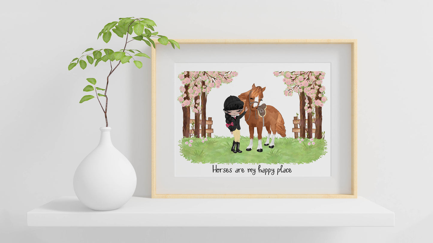 Personalised Horse Print, Gift for Horse Lover, Gift for Daughter, Girl & Her Horse Print, Cute Horse Print, Gift for friend