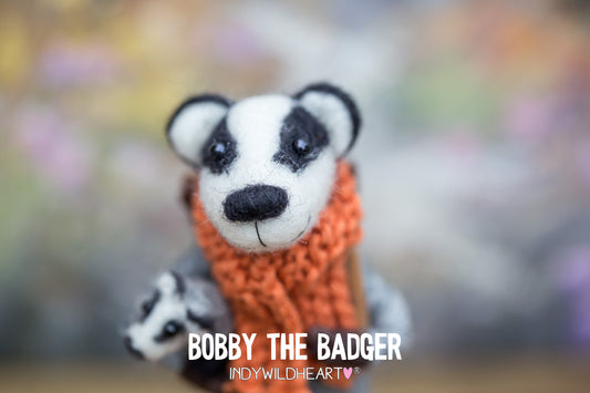 Needle Felted Badgers - Felted Ornament - Handmade Gift - Badgers - Needle Felt Collectable