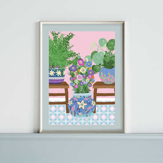 Botanical Boho Prints for the Home, Flower Vase, Cottage Core Decor, Beautiful Vibrant House Plant Print, On Trend Prints, Colourful & Fun Prints