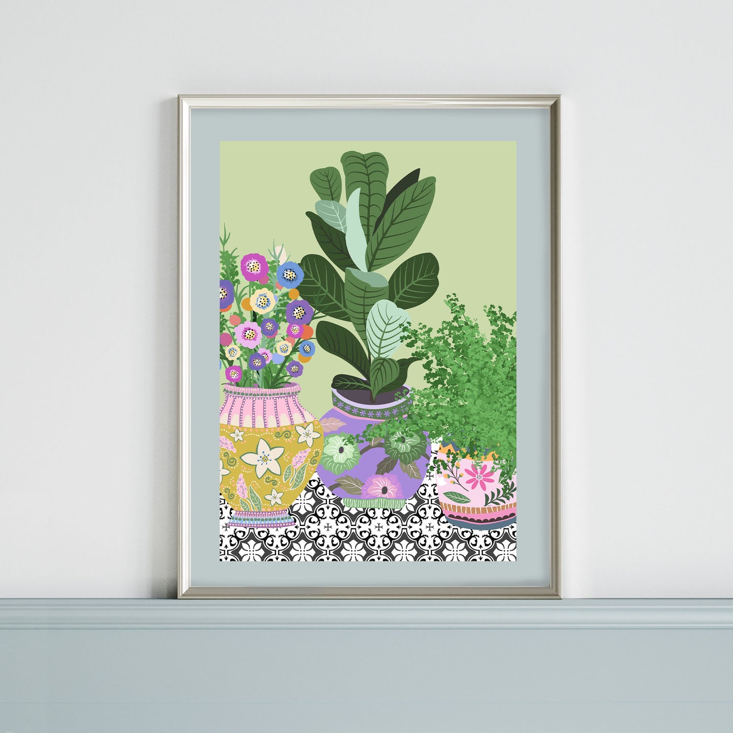 Botanical Boho Art Print, Cottagecore Decor, Colourful & Vibrant House Plant Print, Illustration Print