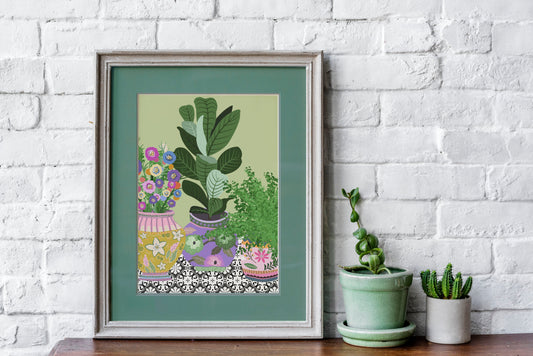 Botanical Print, Colourful House Plants, Colourful Plant Art Prints, Cottagecore Decor, Plant Prints