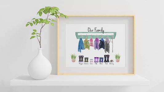 Personalised Coats and Boots Family Print - Personalised Gift - Family Print - Christmas Gift