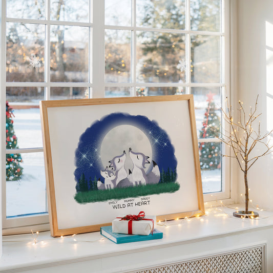 Personalised Wolf Family Print, Family Quotes, Wolf Pack Print, Christmas Gift, Cute Wolf Family Portrait, Personalised Gift, Secret Santa gift