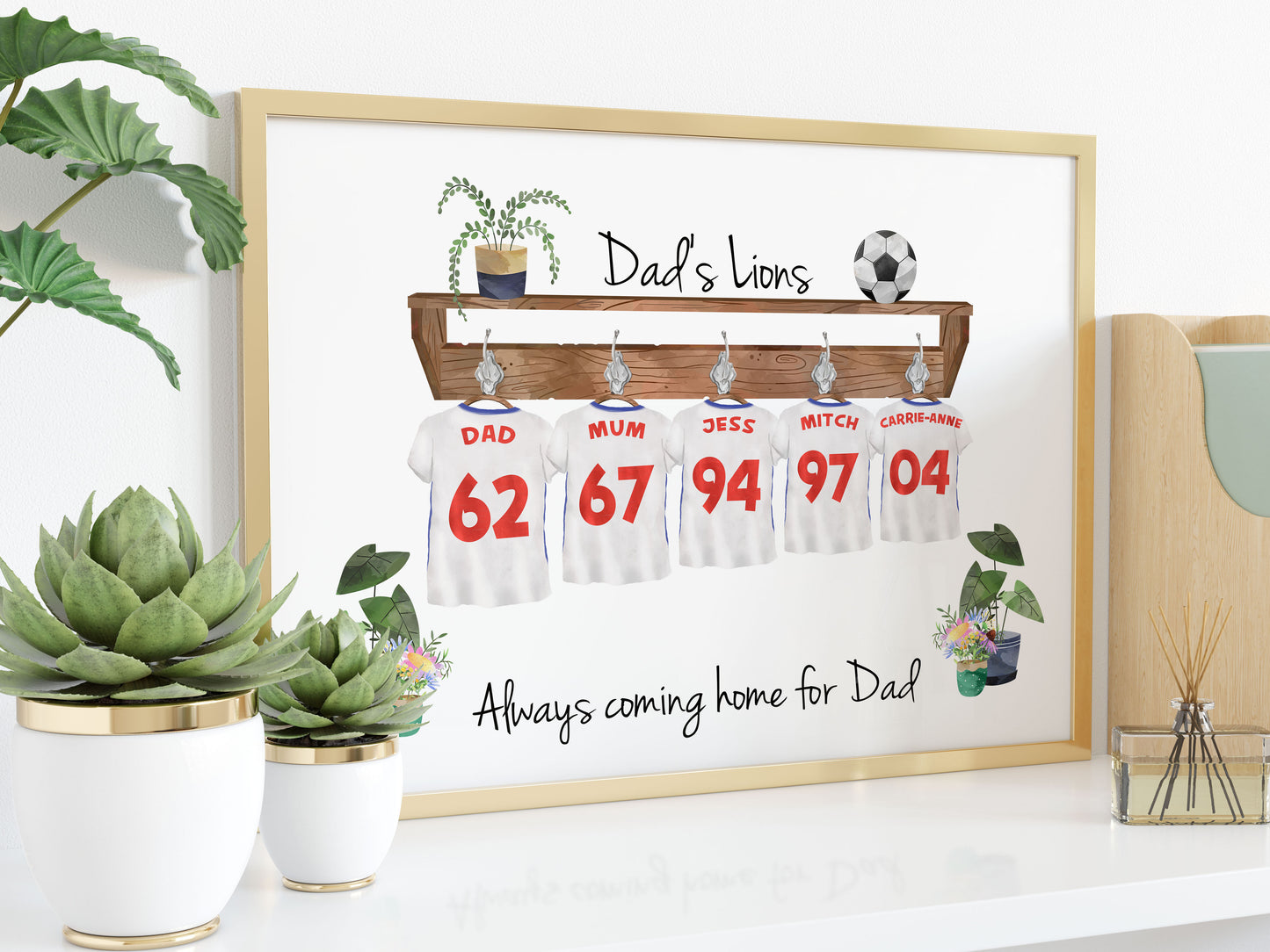 Personalised Football Family Print - Personalised gift - Gift for Dad, Gift for Football fans, Gift for Him, Gift for Grandad - Fathers Day Gift Idea