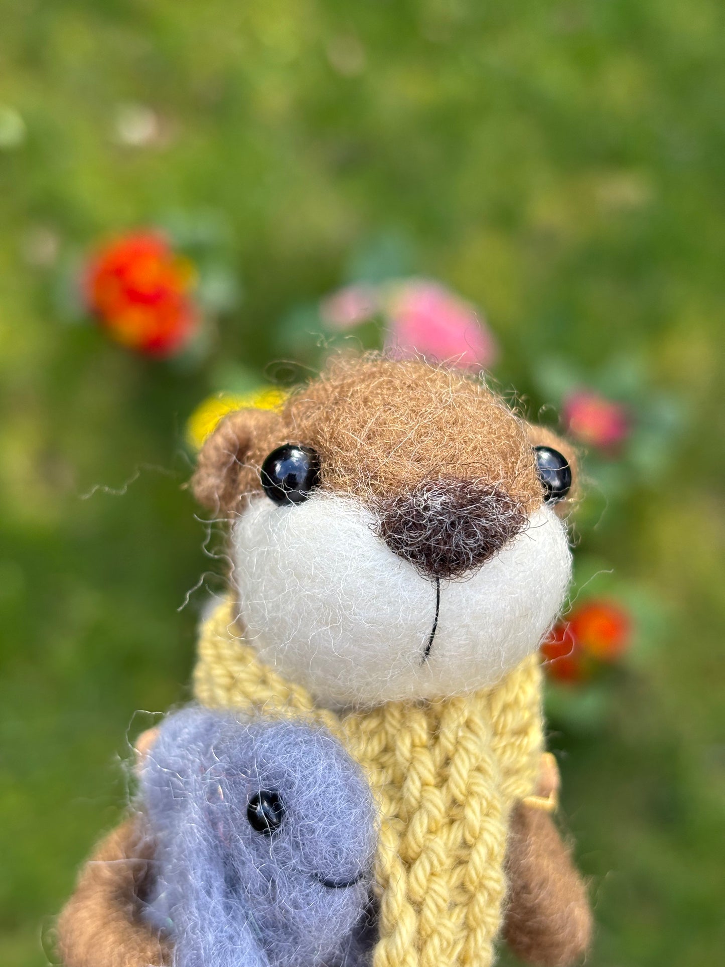 Felted Otter Decoration - Needle Felt Otters Ornament - Needle Felt Collectable - Gift for Otter Lover