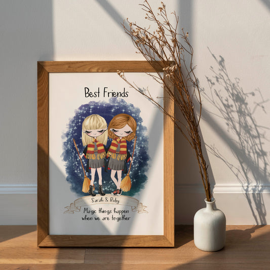 Personalised Best Friend Print Gift, Witches & Wizards Gift, Christmas Gift, Personalised Gift for Best Friend, Gift for Her, Movie Lovers