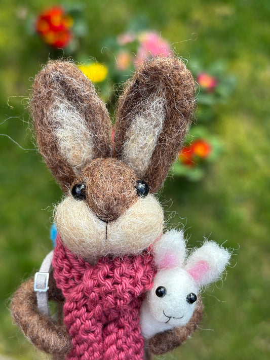 Needle Felted Rabbits - Felt Rabbit Ornament - Handmade Easter Gift - Felted Rabbits - Gift for Mum