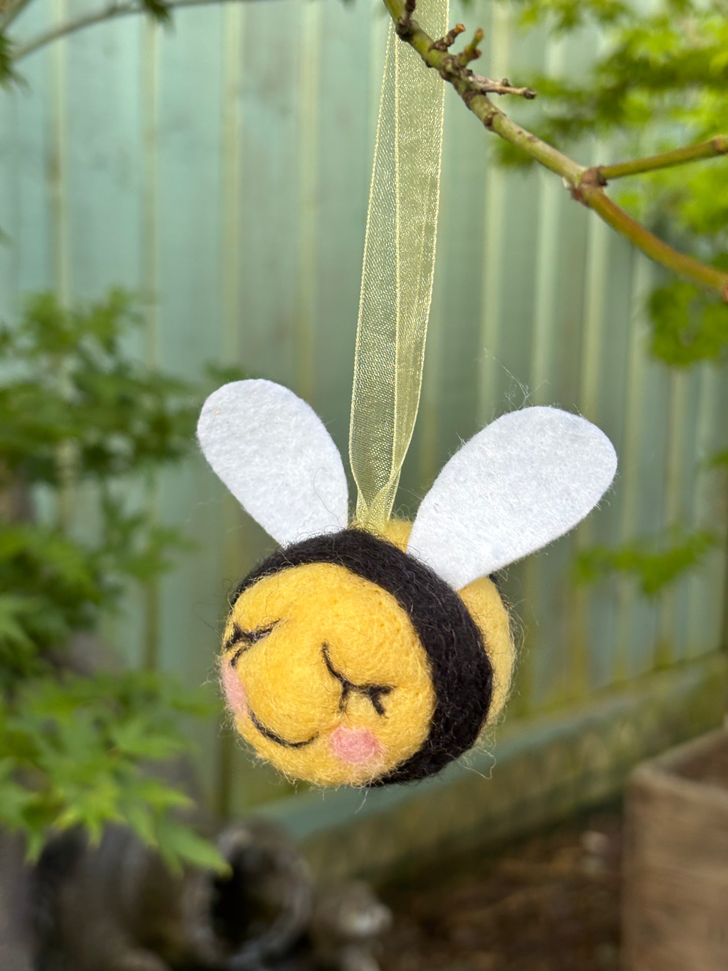 Needle Felted Bee - Hanging Bee Decoration - Handmade Wool Animals - Bee Decoration - Felt Animals