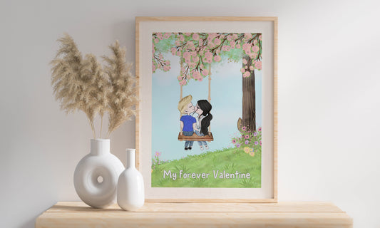For The One You Love - Personalised Art Print - Valentines Gift Idea - Engagement Gift - Gift For A Cute Couple - Anniversary Gift To Celebrate Your Love