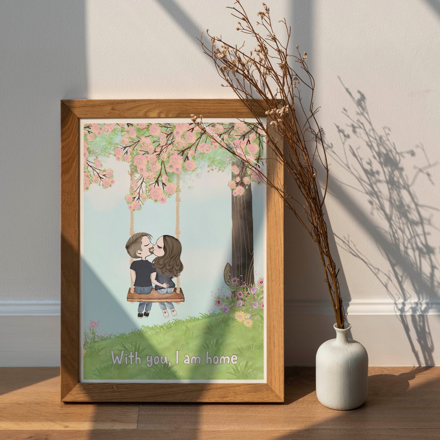 For The One You Love - Personalised Art Print - Valentines Gift Idea - Engagement Gift - Gift For A Cute Couple - Anniversary Gift To Celebrate Your Love
