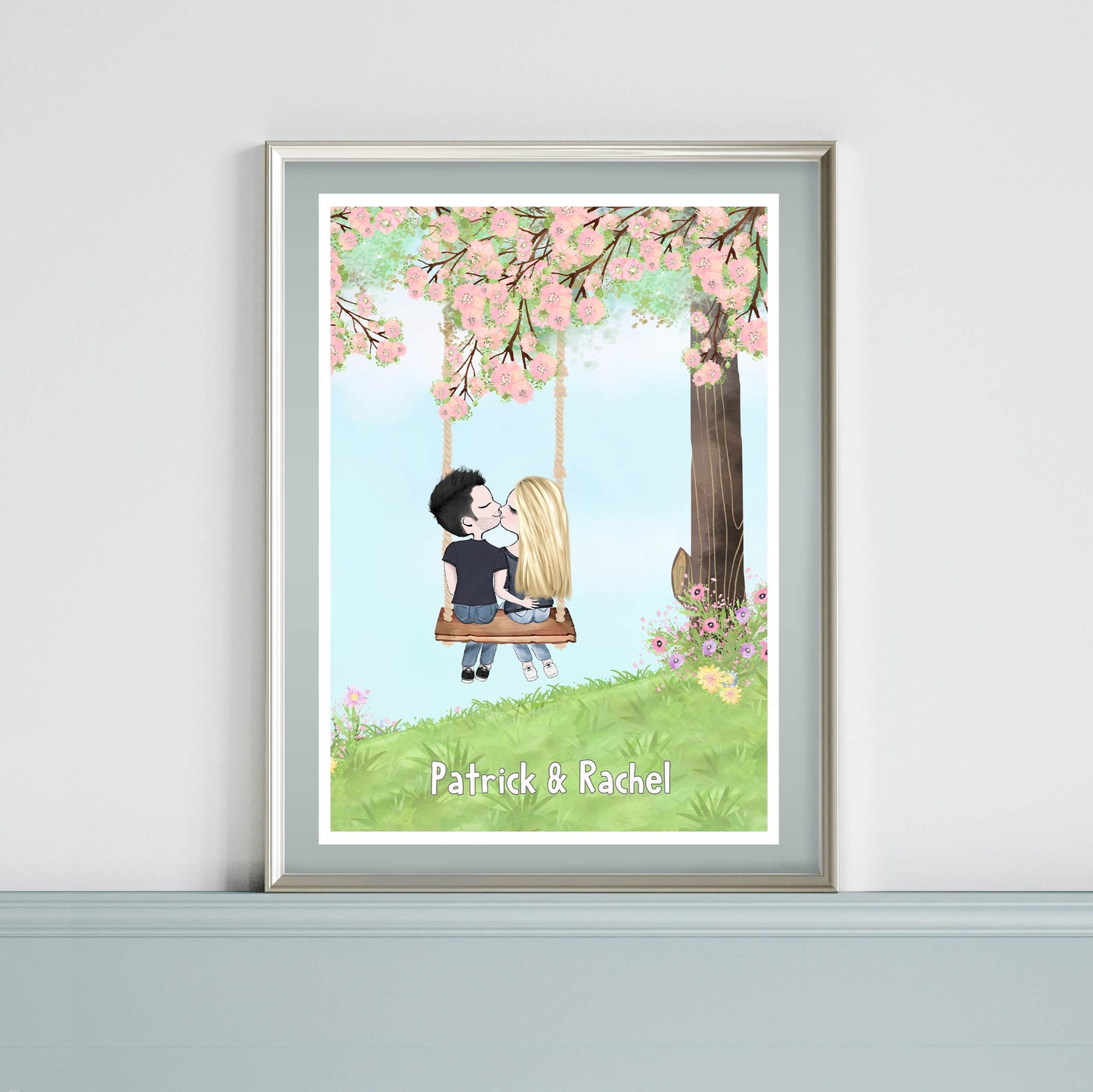 For The One You Love - Personalised Art Print - Valentines Gift Idea - Engagement Gift - Gift For A Cute Couple - Anniversary Gift To Celebrate Your Love
