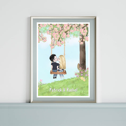 For The One You Love - Personalised Art Print - Valentines Gift Idea - Engagement Gift - Gift For A Cute Couple - Anniversary Gift To Celebrate Your Love