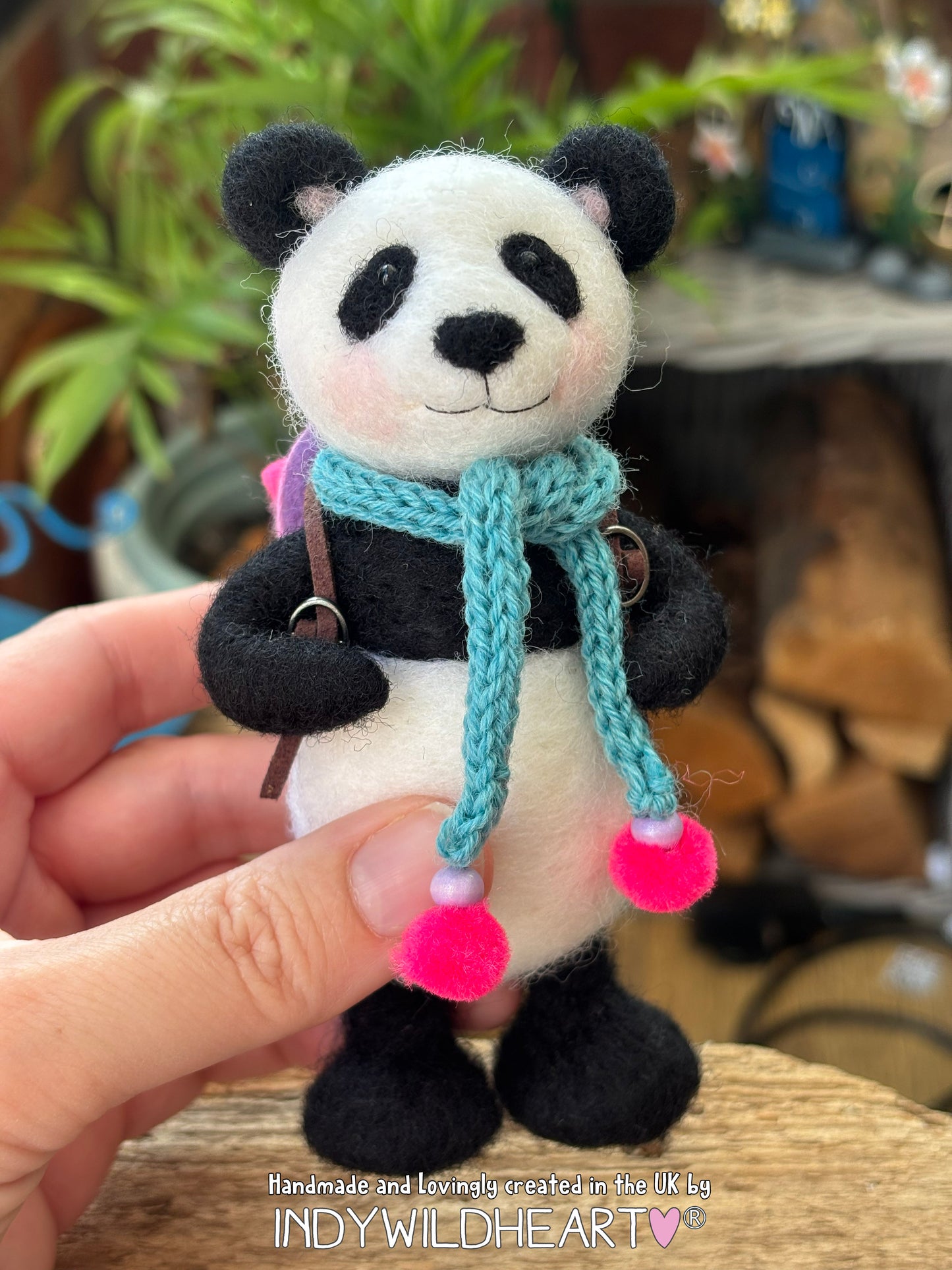 Needle Felted Panda - Miniature Needle Felt Collectible - Needle Felted animals