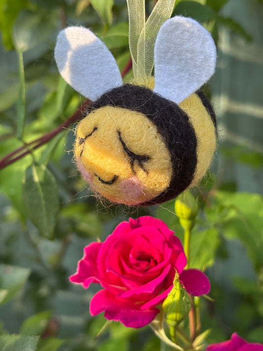 Needle Felted Bee - Hanging Bee Decoration - Handmade Wool Bee Decoration - Bee gifts