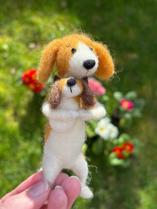 Needle Felted Dog - Beagle - Felted Dog Decoration - Needle Felt Beagles  - Gift for Dog Lover