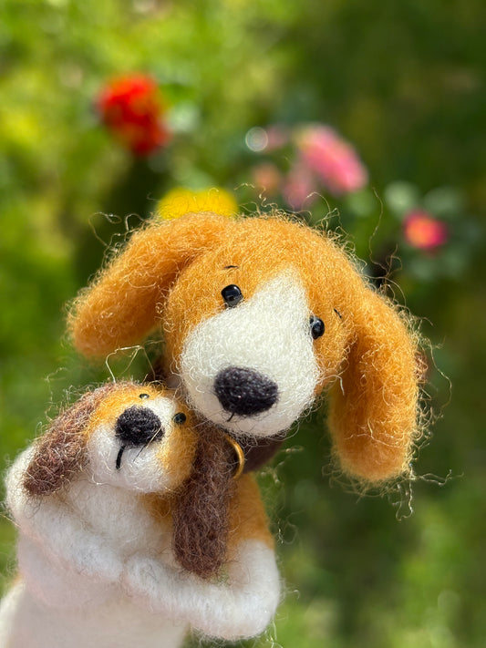 Needle Felted Dog - Beagle - Felted Dog Decoration - Needle Felted Beagle  - Gift for Dog Lover