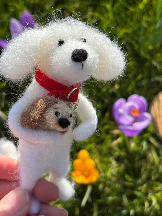 Needle Felted Dog - Bichon Frise - Felted Dog Ornament - Needle Felted Collectable