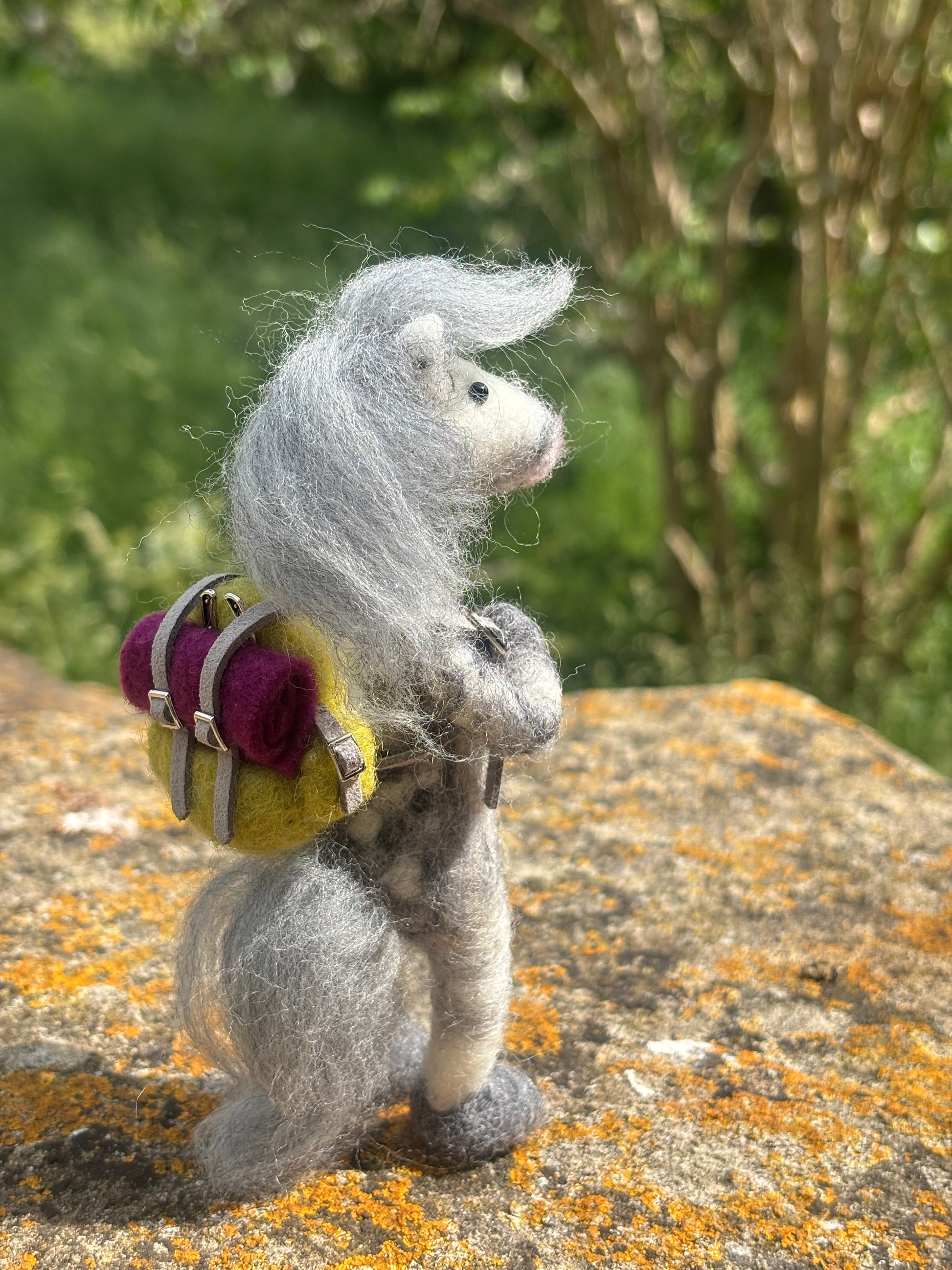 Needle Felted Horse Gift - gift for horse lovers - grey horse ornament - horse wool sculpture