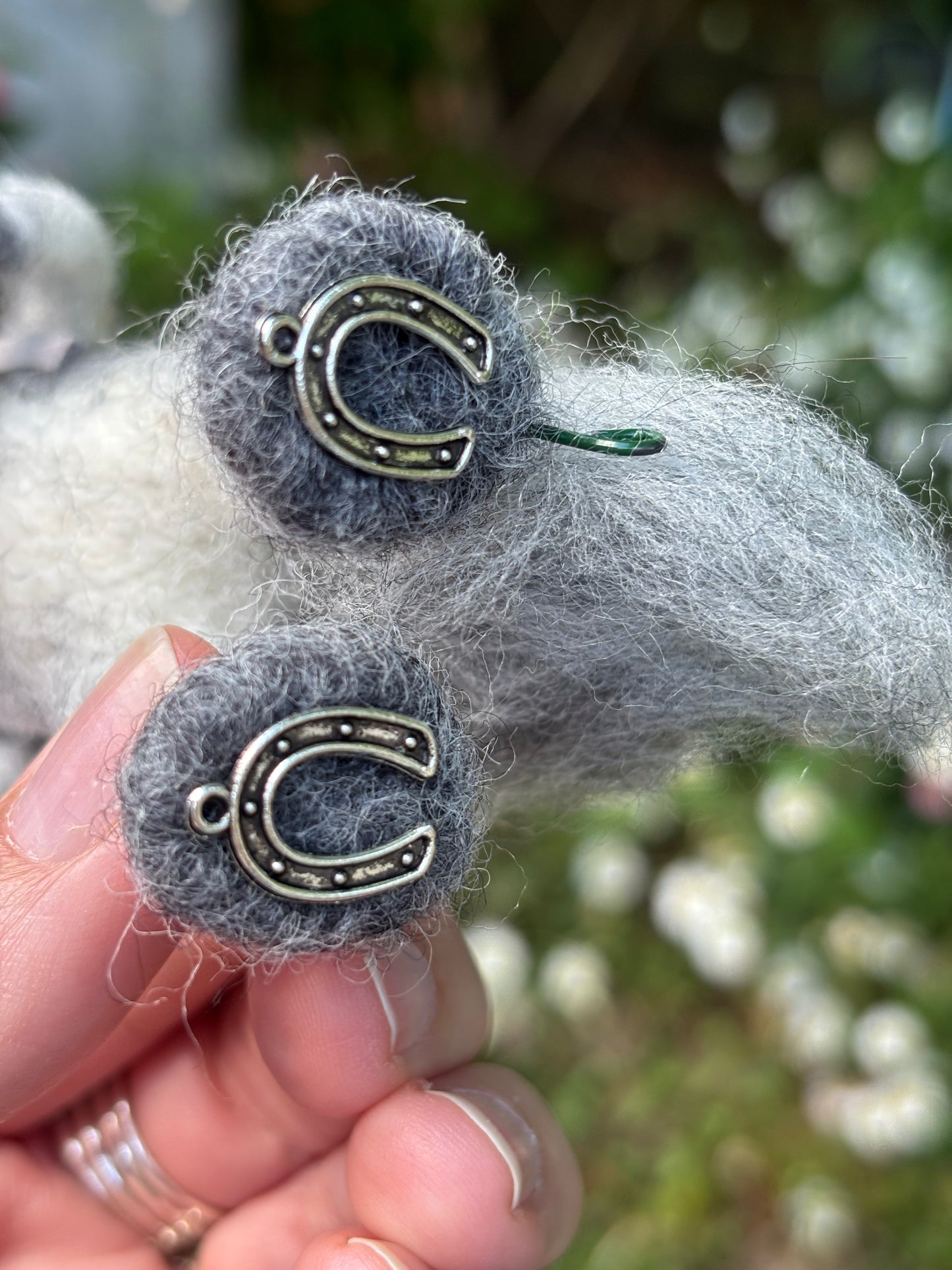 Needle Felted Horse Gift - gift for horse lovers - grey horse ornament - horse wool sculpture collectable