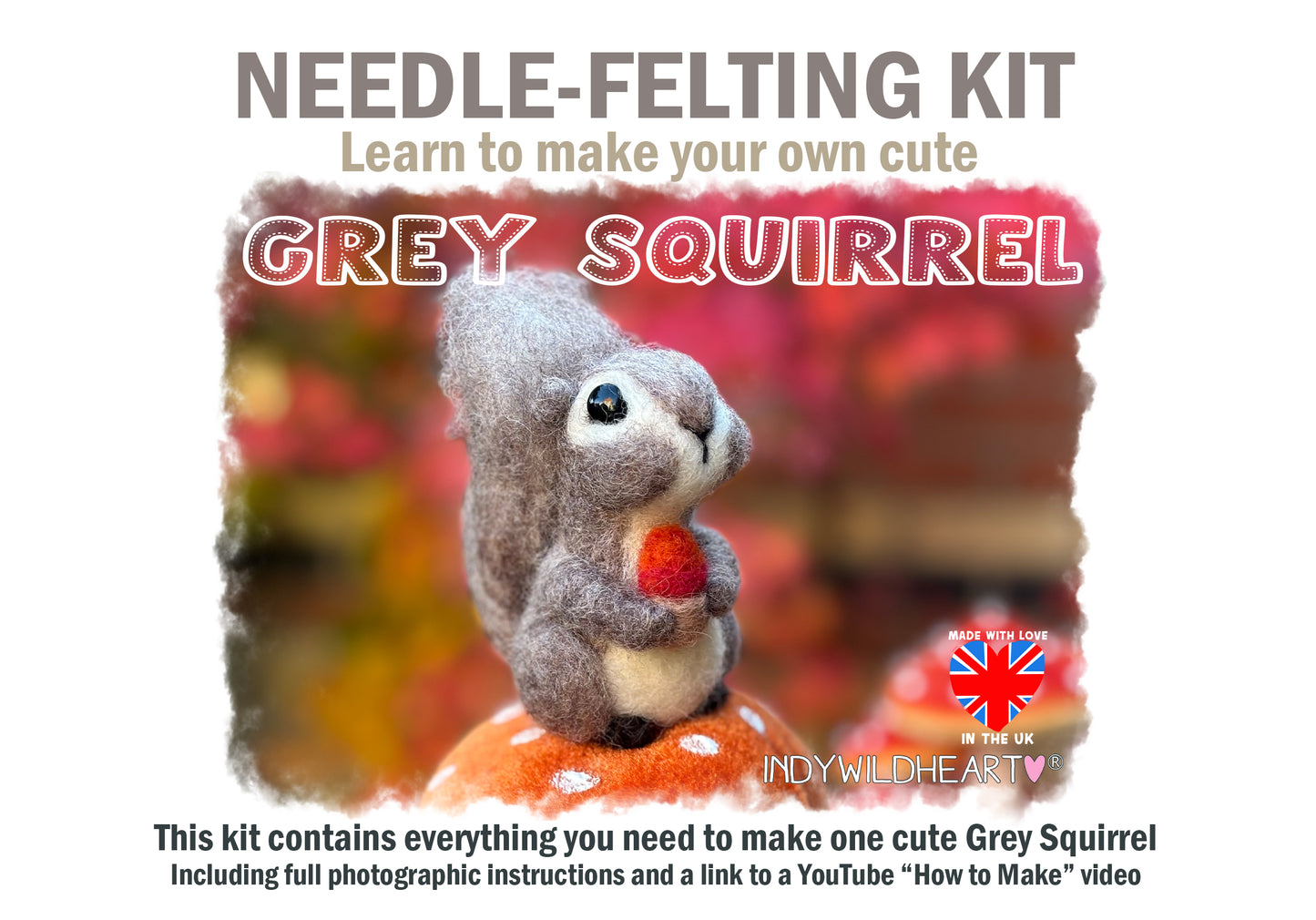 Needle Felting Kit Squirrel, Needle Felt your own Squirrel