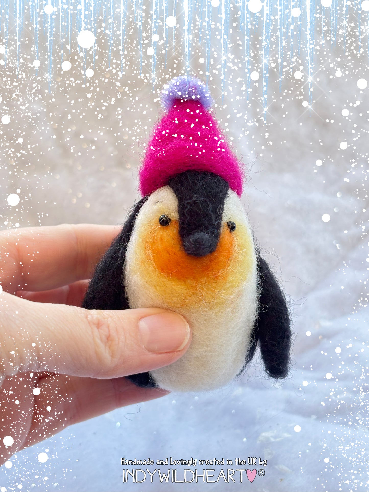 Needle Felted Penguin - Penguin Winter Ornament - Penguin Felted Collectable
