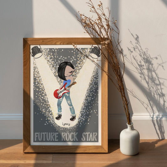 Personalised Best Friend Print Gift, Rock Chick Print, Music Lover Gift, Rock N Roll, Music Print, Gift for Friend, Christmas Gift for her, Secret santa gift