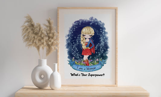 Woman Empowerment Personalised Print, Girl Power Super Hero Inspired Print, Woman Superpower Print, Gift for Her, Mothers Day Gift