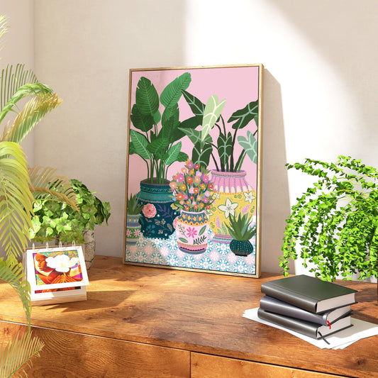 Modern Botanical Art Prints - House Plant Prints - Cottage Core Aesthetic - Beautiful Vibrant On Trend Prints - Fun & Colourful Prints