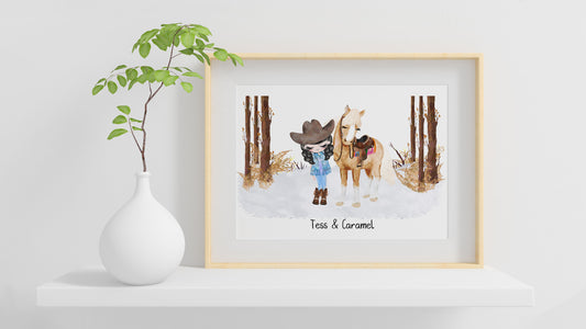 Personalised Horse Print Gift, Gift for Horse Lover, Christmas Gift for her, Western Riding Horse Lover Gift, Horse Gift