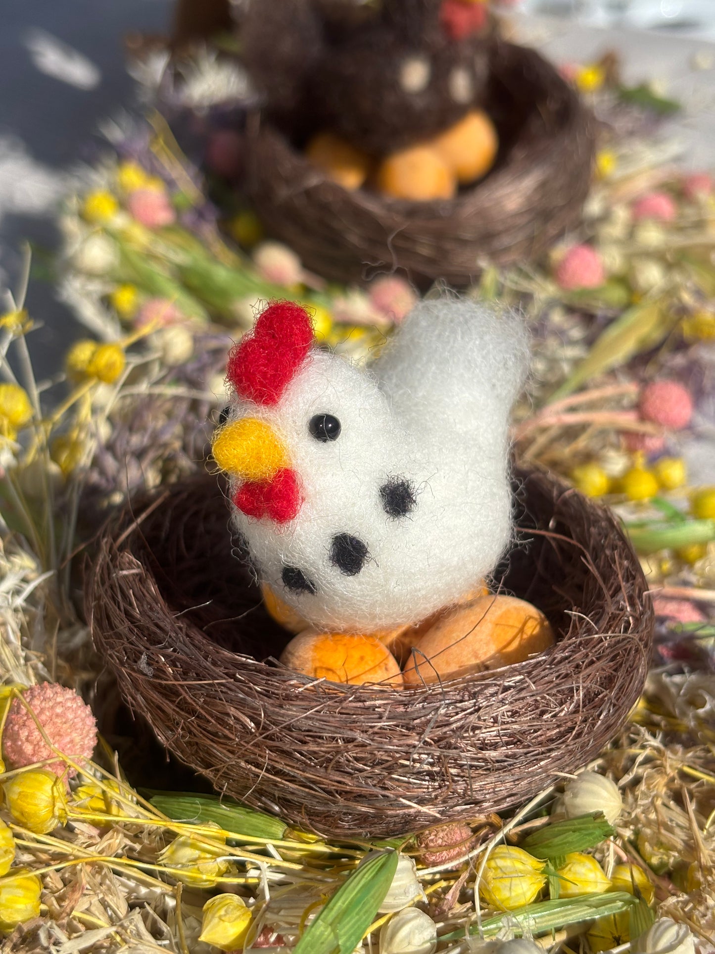 needle felt Easter chicken - felt chickens - Easter Cake Topper