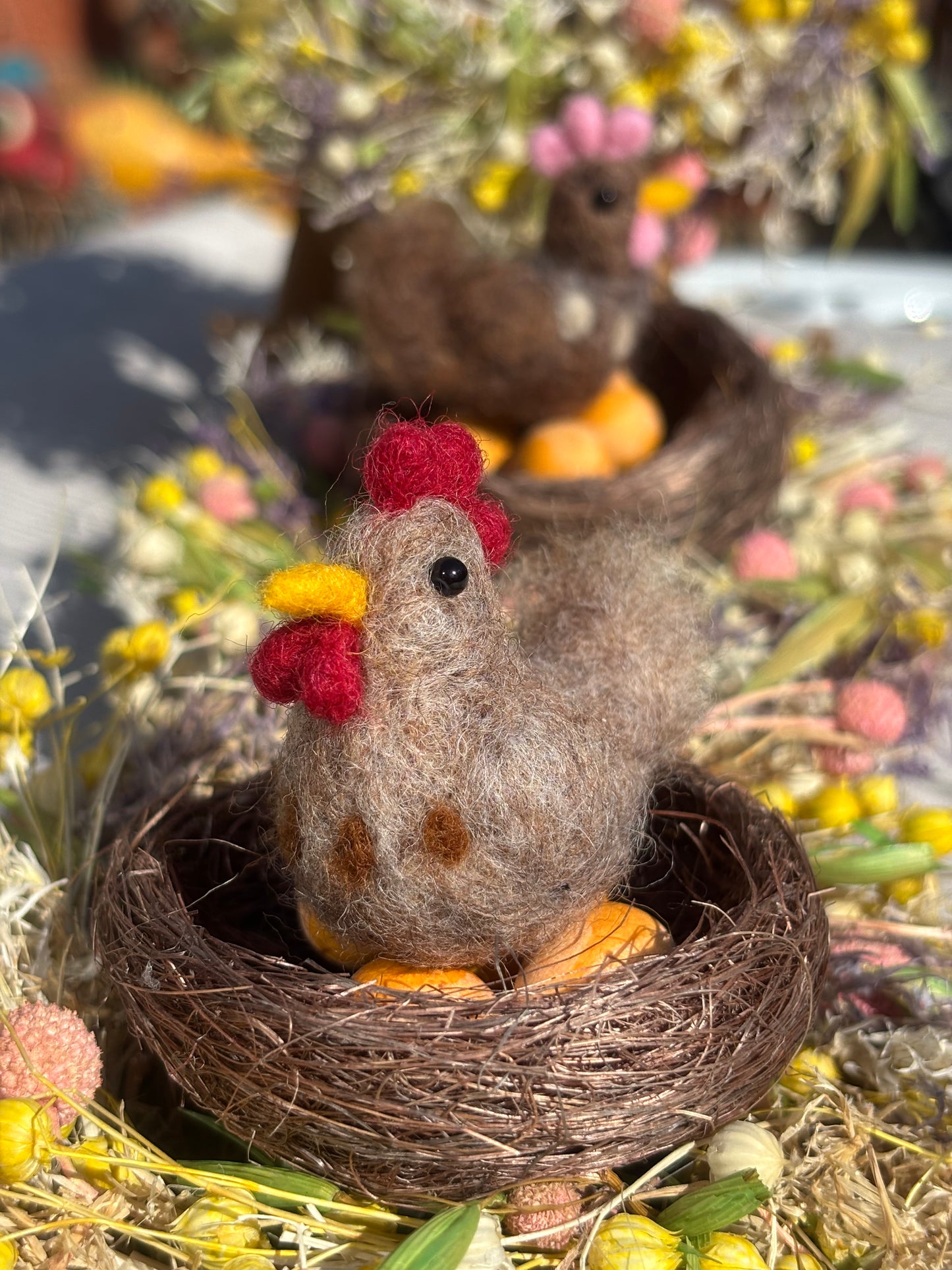 needle felted chicken - needle felt chicken - Easter Cake Topper