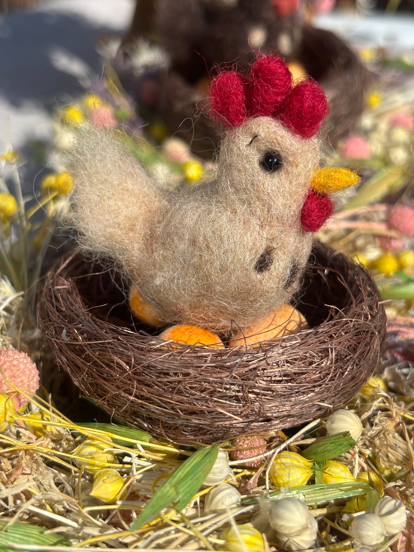 needle felted chicken - needle felt chickens - Easter Cake Topper