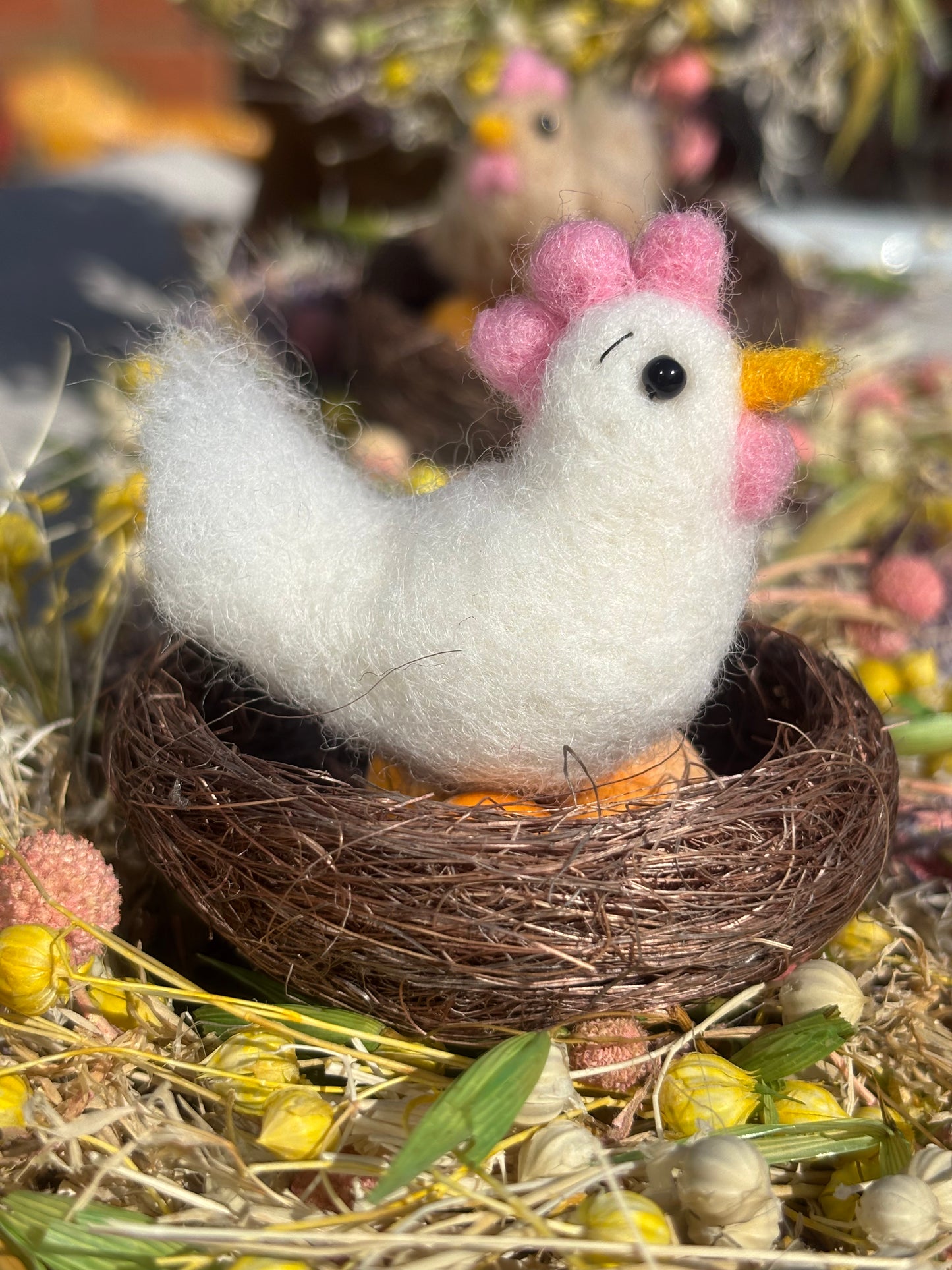 needle felted chicken - needle felt chickens - Easter Decor Cake Topper