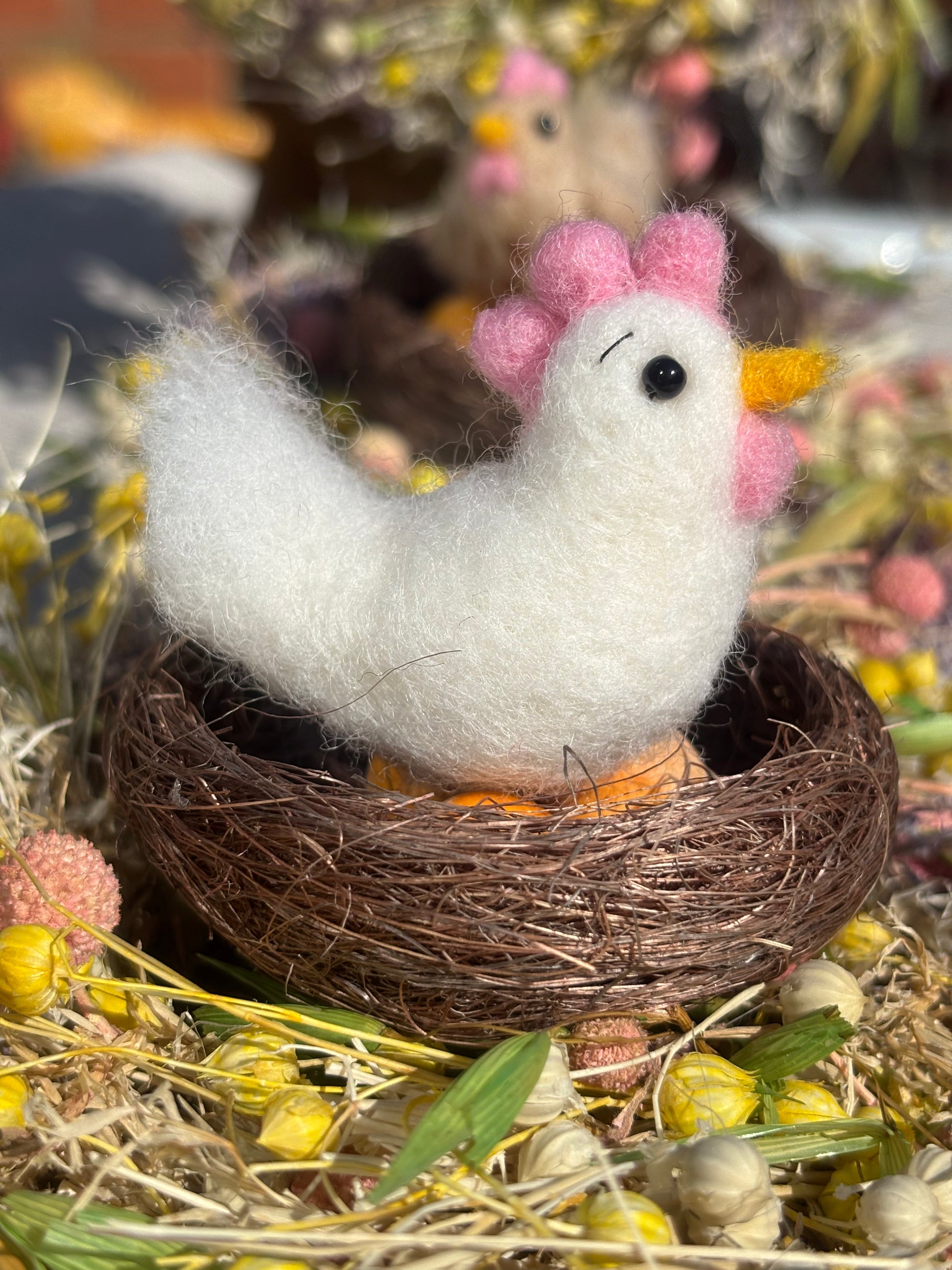 needle felted chicken - needle felt chickens - Easter Decor Cake Topper