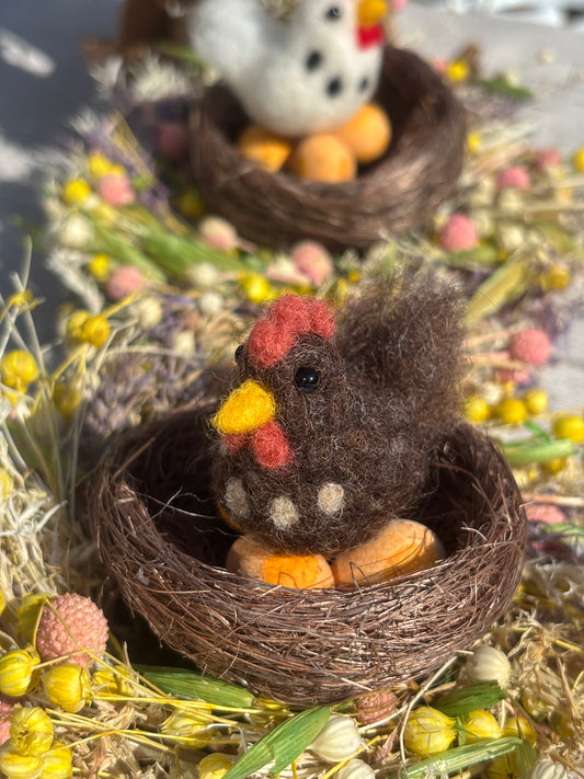 needle felted chickens - needle felt chickens - Easter Decor Cake Topper