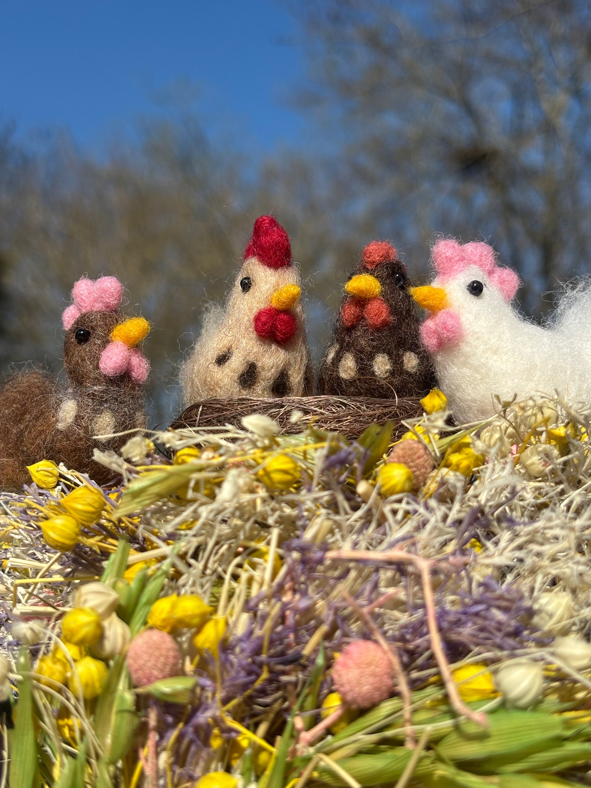 needle felted chickens - needle felt chickens - Easter Decoration