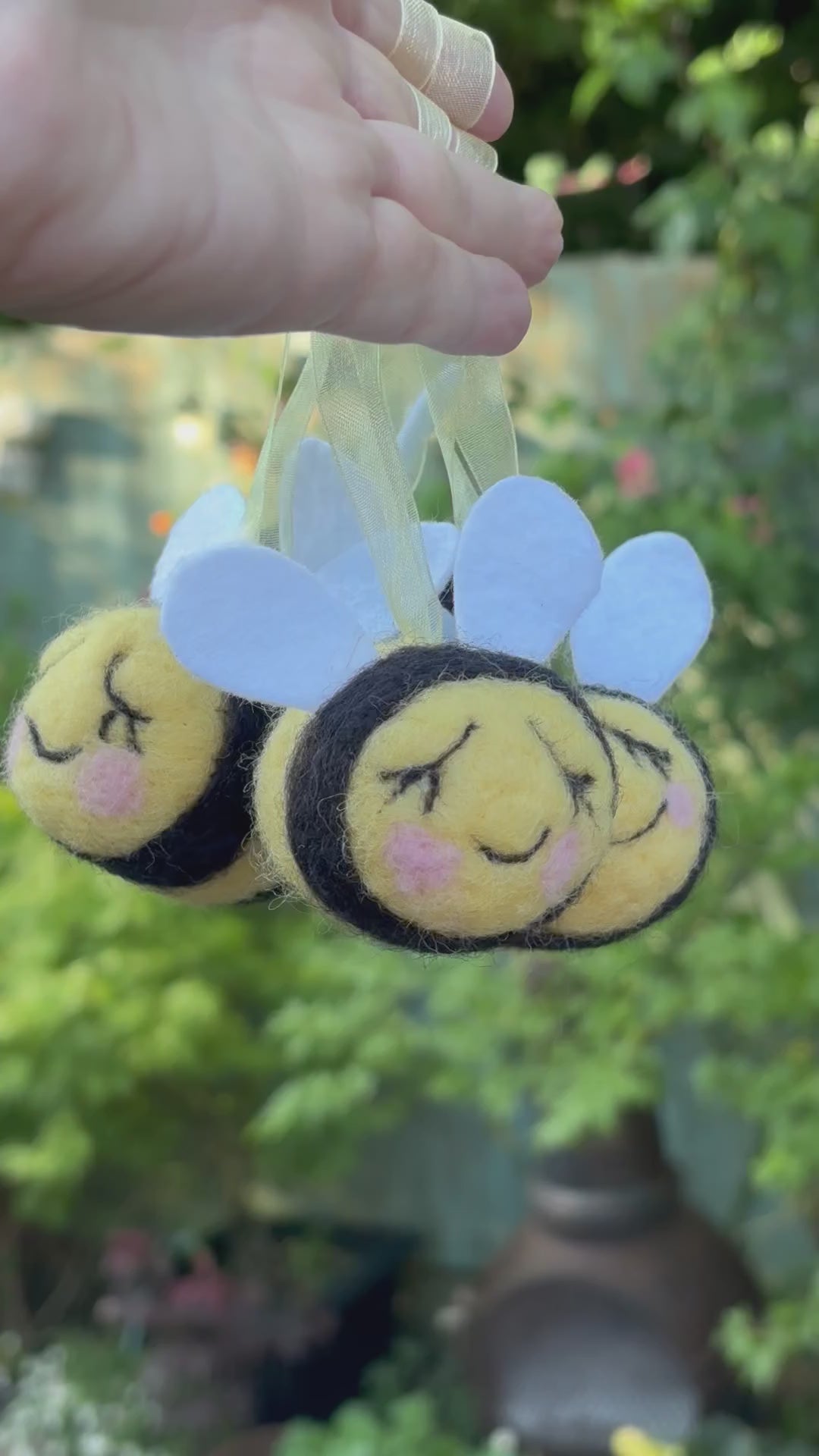 Needle Felted Bee - Hanging Bee Decoration - Handmade Wool Bee Decoration - Bee gift