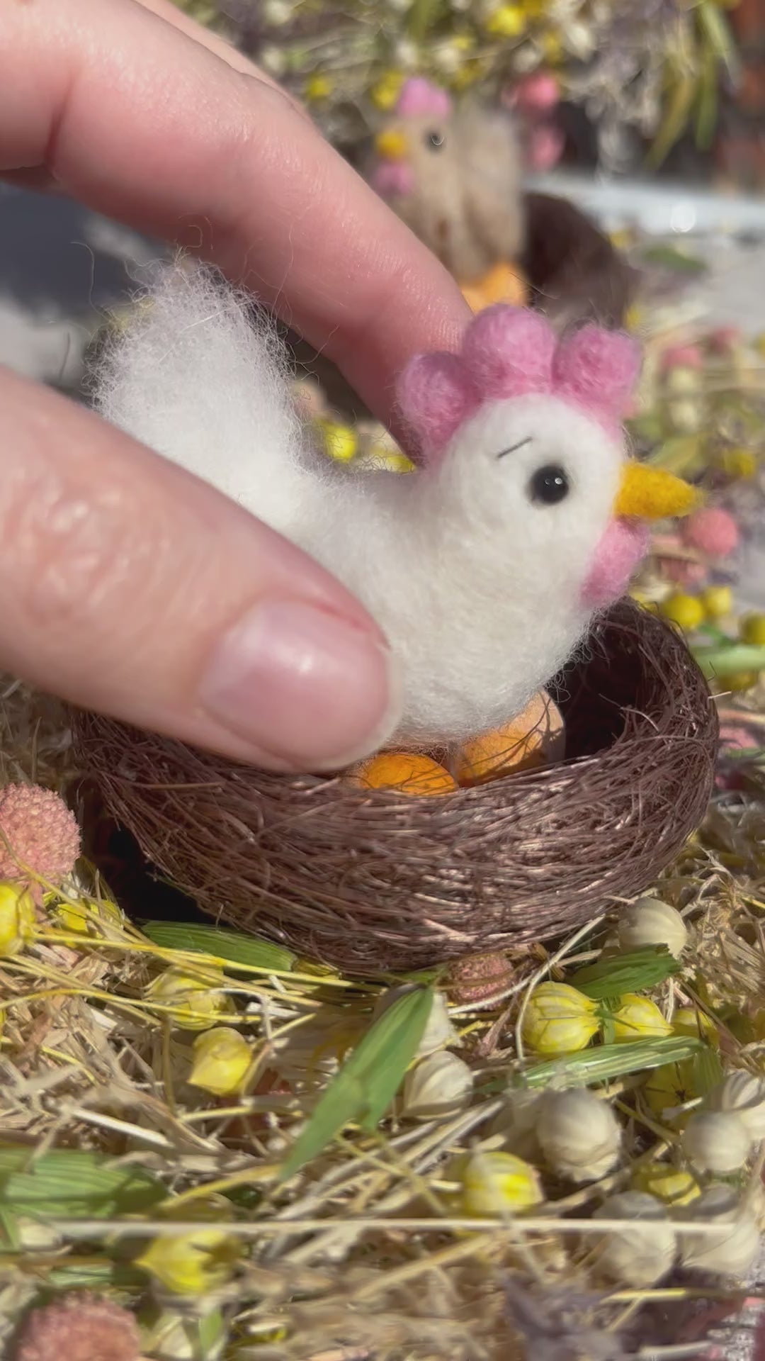 Miniature chickens - felt chickens - needle felted Easter Decoration