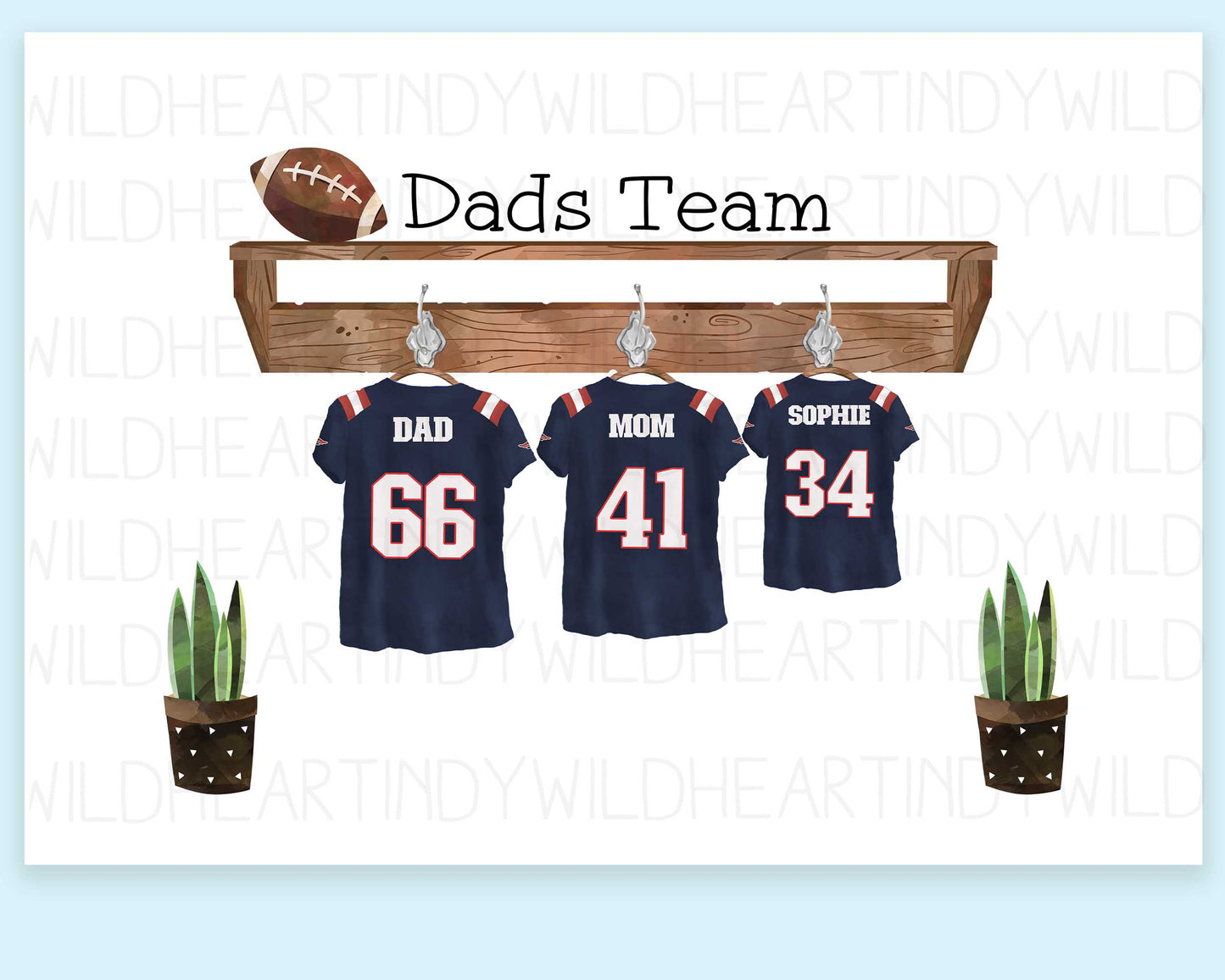 Personalised American Football Family Print - Personalised gift - Birthday Gift for Dad, Gift for NFL Football fans, Gift for him, Fathers Day gift