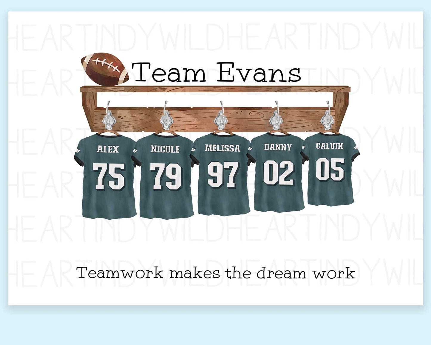 Personalised American Football Family Print - Personalised gift - Birthday Gift for Dad, Gift for NFL Football fans, Gift for him, Fathers Day gift