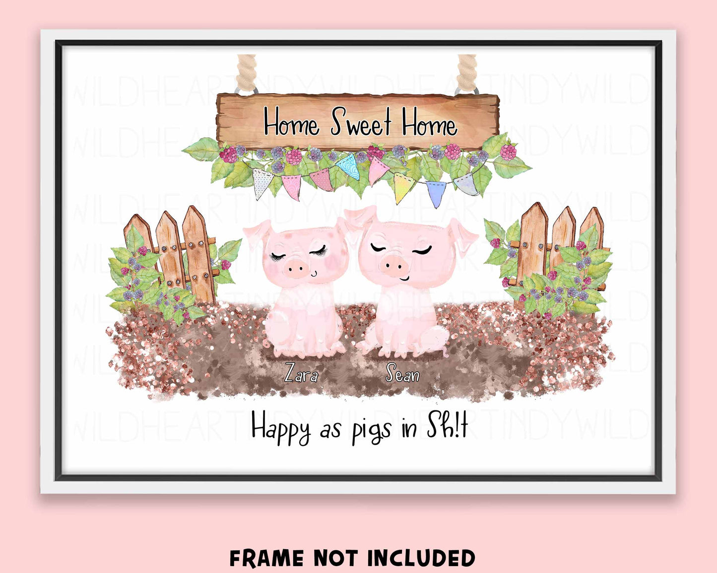Personalised Pig Family Print, Pig Gift, Pig Lovers, Personalised Gift, Fun Personalised Gift, Pig Print, Pig Wall Art, Personalised Gift for Pig Lovers
