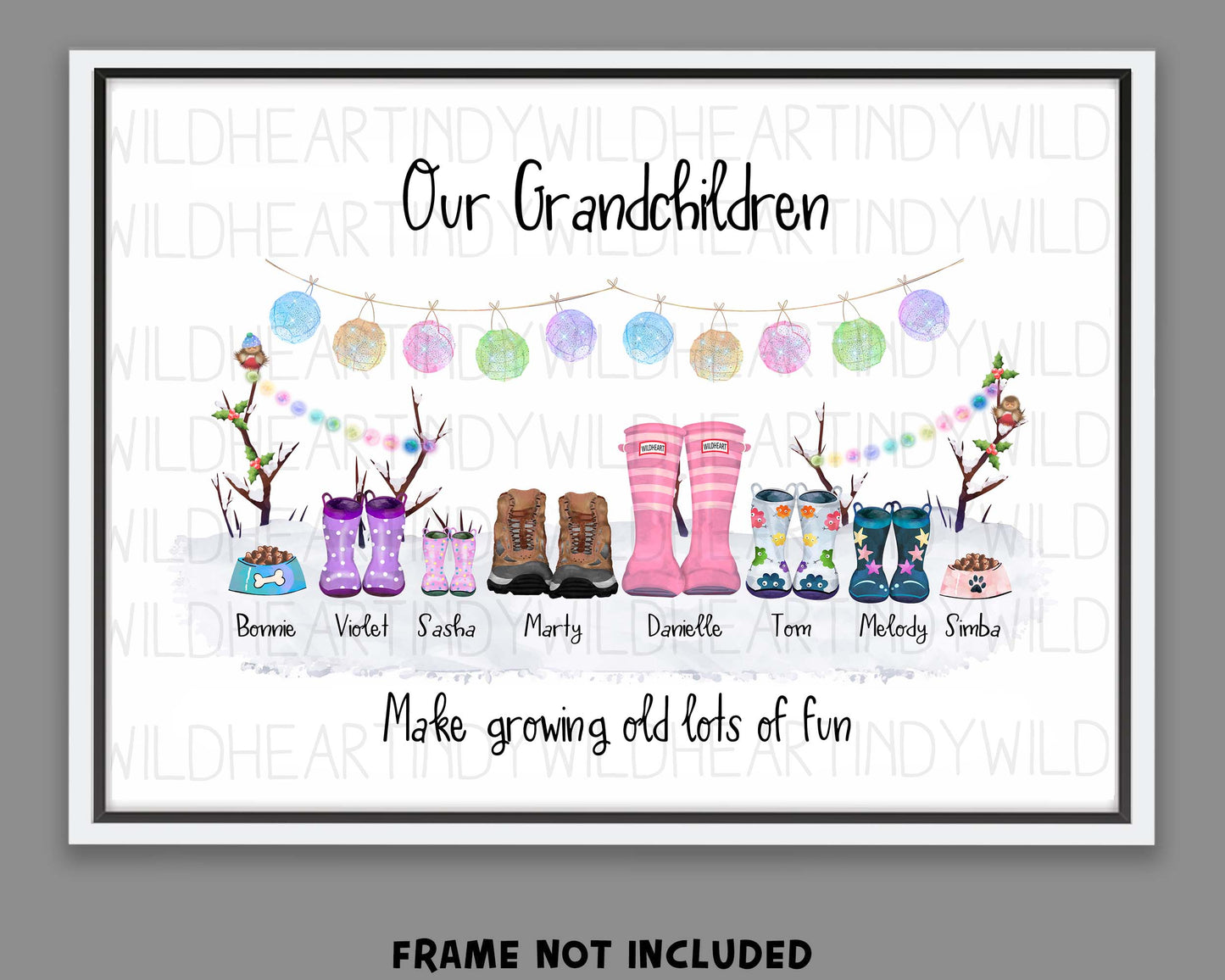 Custom Welly Boot Family Print, Personalised Christmas Gift, Gift for Her or him, Secret Santa Gift, Personalised Family Gift, Welly Family Print