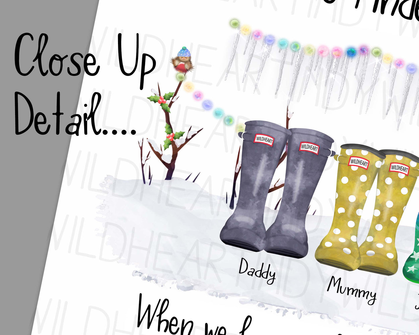 Custom Welly Boot Family Print, Personalised Christmas Gift, Gift for Her or him, Secret Santa Gift, Personalised Family Gift, Welly Family Print