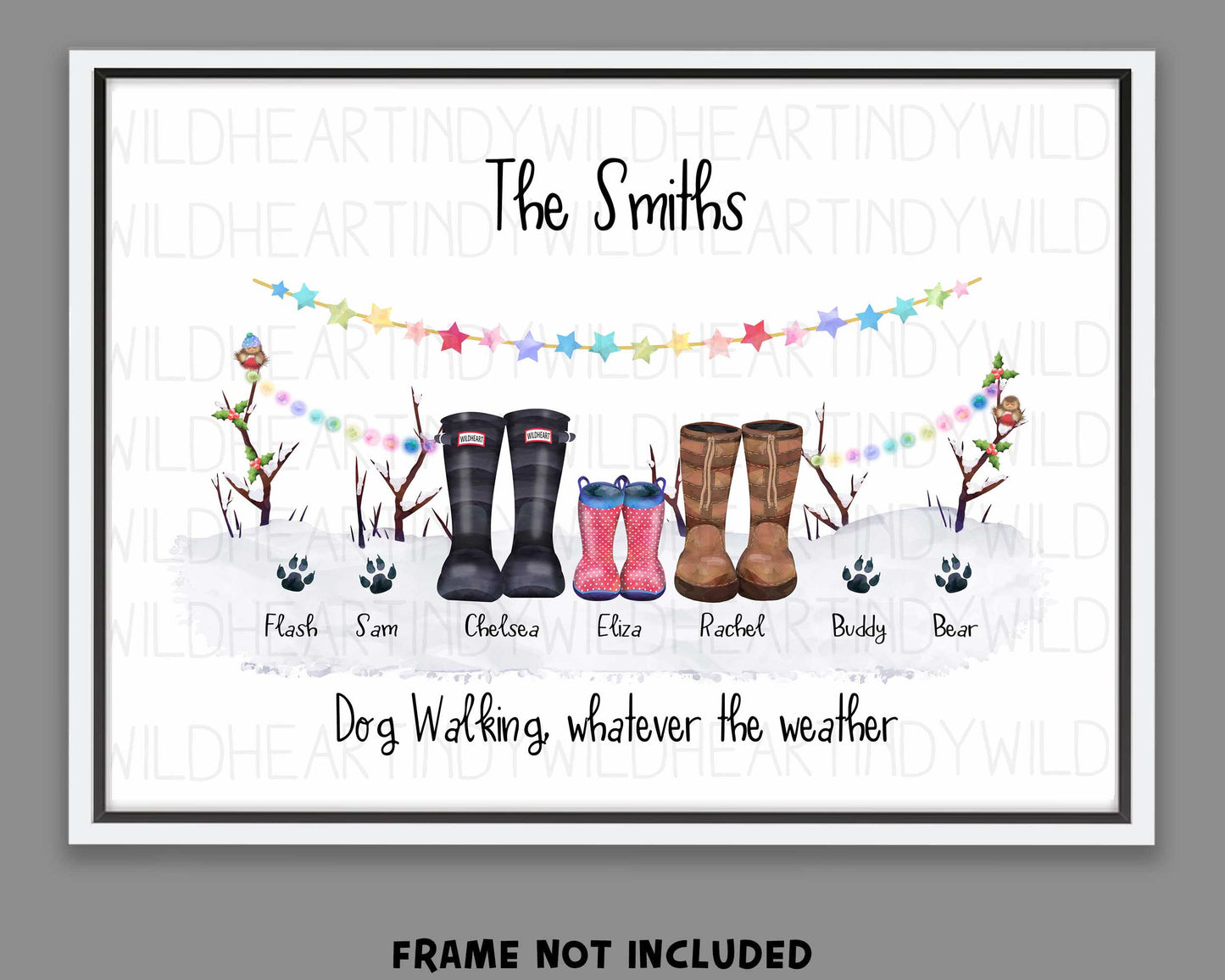 Custom Welly Boot Family Print, Personalised Christmas Gift, Gift for Her or him, Secret Santa Gift, Personalised Family Gift, Welly Family Print