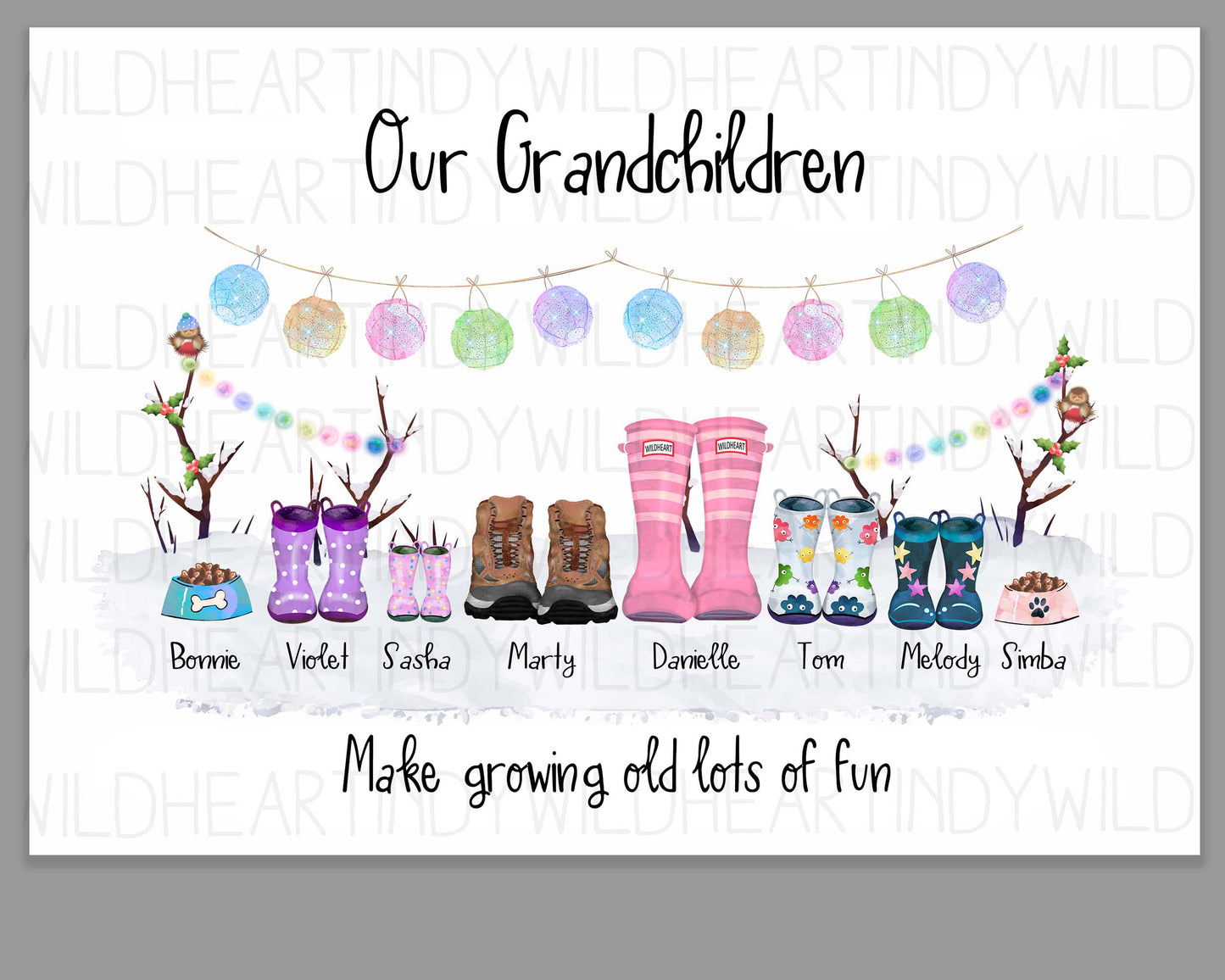 Custom Welly Boot Family Print, Personalised Christmas Gift, Gift for Her or him, Secret Santa Gift, Personalised Family Gift, Welly Family Print