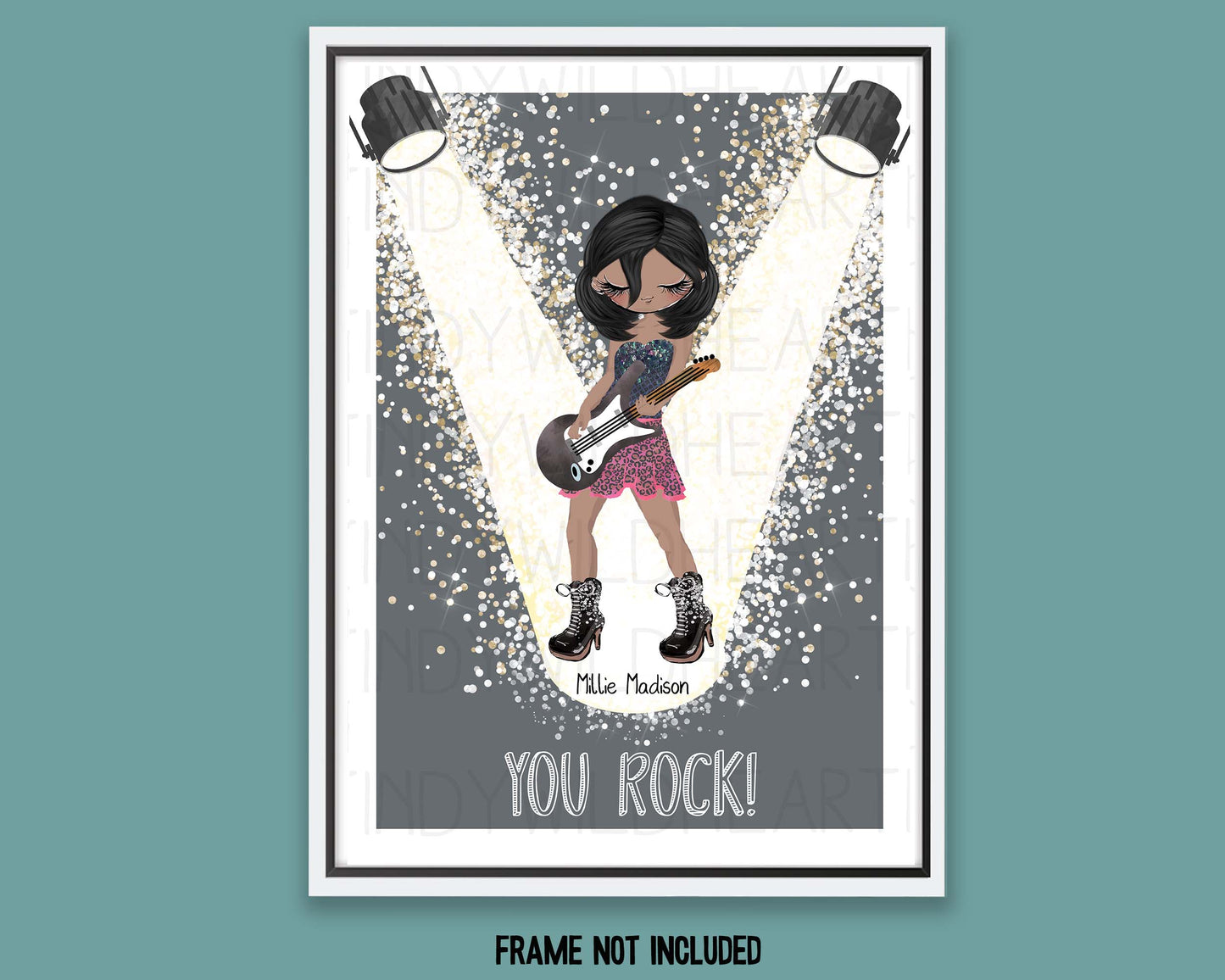 Personalised Best Friend Print Gift, Rock Chick Print, Music Lover Gift, Rock N Roll, Music Print, Gift for Friend, Christmas Gift for her, Secret santa gift