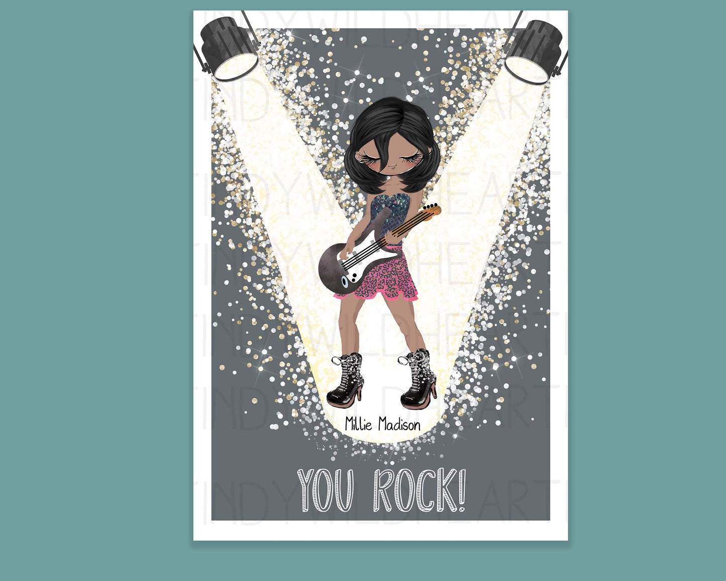 Personalised Best Friend Print Gift, Rock Chick Print, Music Lover Gift, Rock N Roll, Music Print, Gift for Friend, Christmas Gift for her, Secret santa gift